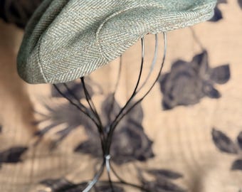Gorra vintage de vendedor de periódicos Richman de lana con espiga / Sombrero Gatsby de tweed marrón / Forrada / Estilo académico clásico