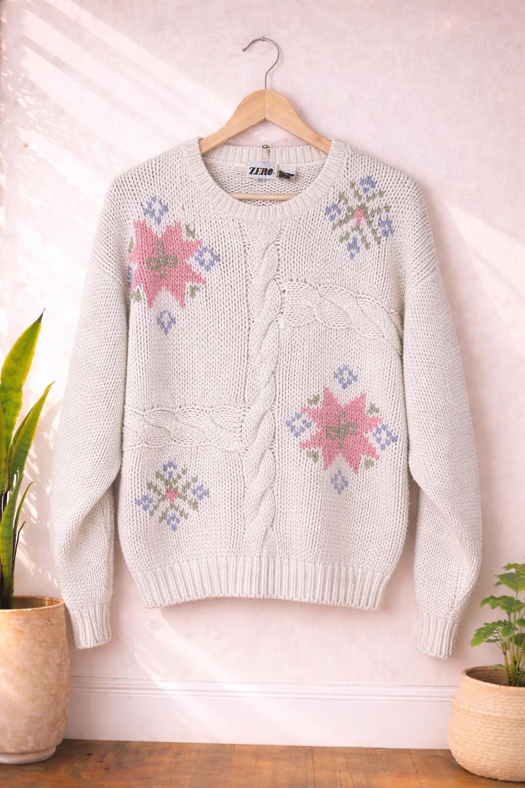 Cable Flower Sweater - Etsy