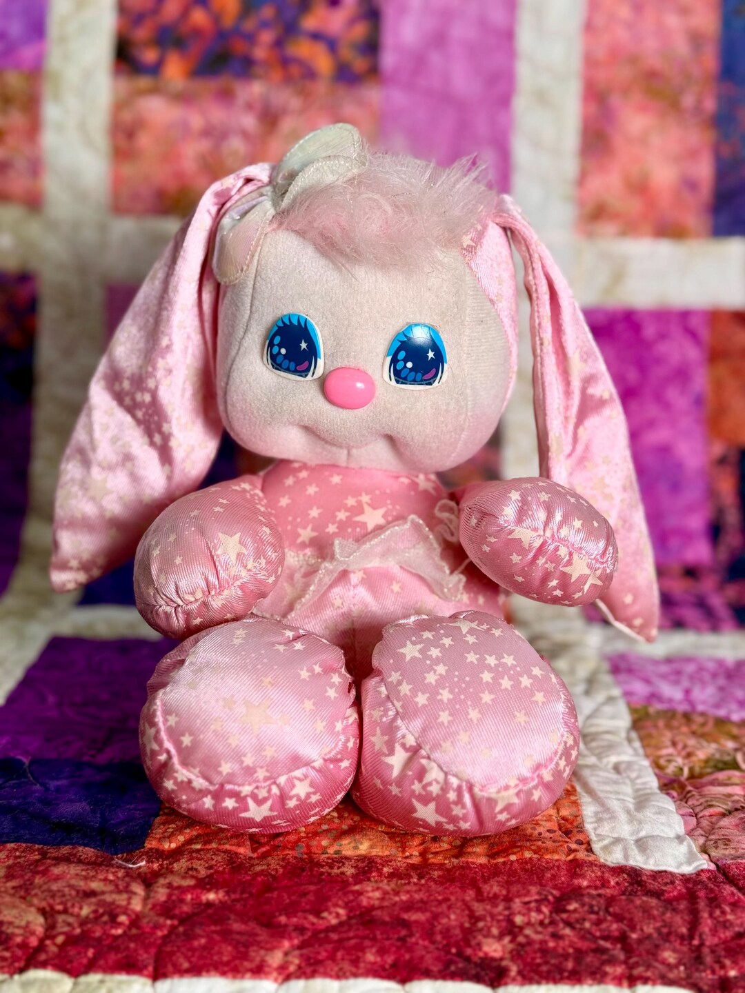 Pj Rabbit Vintage 1989 PJ Sparkles Sparklins Pink Bunny Plush Mattel Stars ...