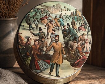 Vintage Maurice Lemell Cookie Tin – Currier & Ives Winter Scene