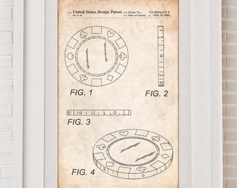 Poker Chip Patent Poster, Game Room Wall Decor, Poker Player Gift, Casino Wall Art, Poker Art Print, Casino Gift, Gambling Art, PP1241