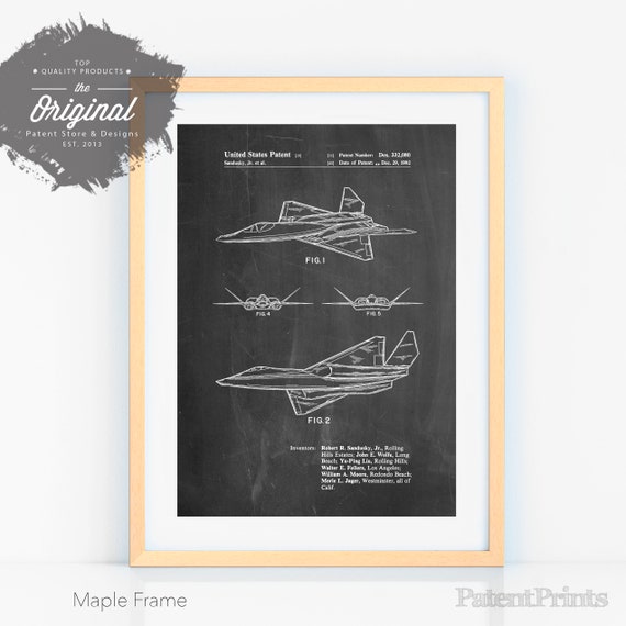 Fighter Stealth Plane Patent Poster Airplane Print Paper Wall