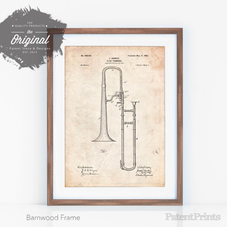 Slide Trombone Patent Poster Music Room Decor Band Director Etsy