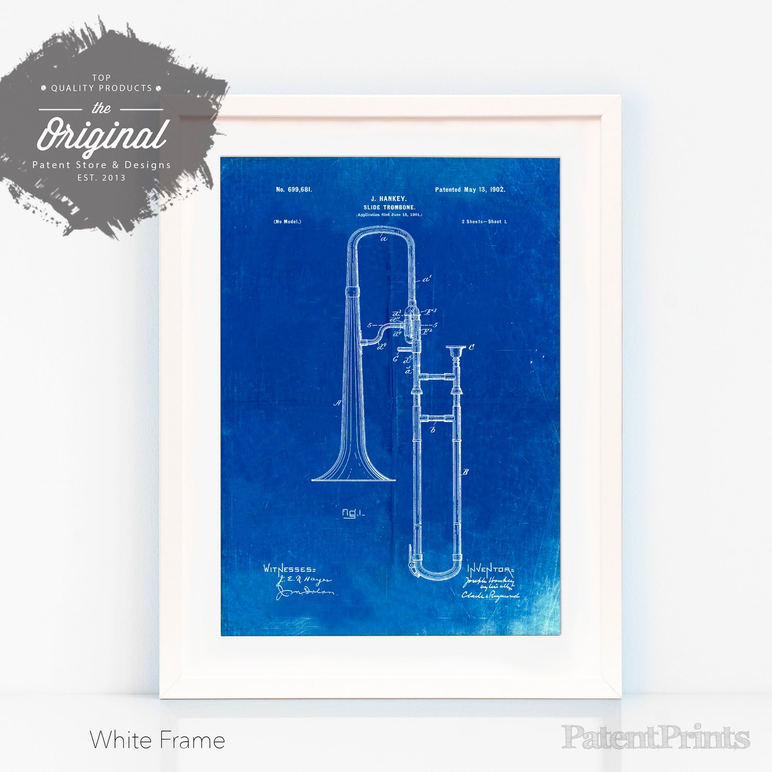 Slide Trombone Patent Poster Music Room Decor Band Director Etsy