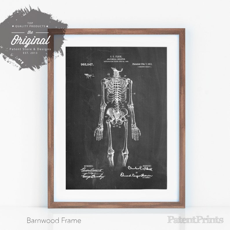 Anatomical Skeleton Patent Poster Doctor Office Decor | Etsy