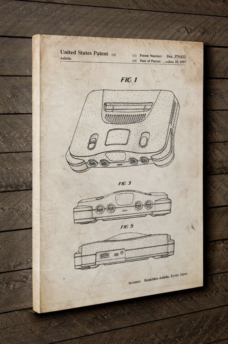 Nintendo 64 Patent Canvas Art Nintendo Canvas Gamer Gifts Etsy