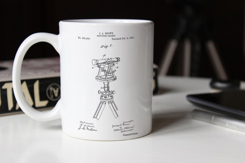 Surveyor S Transit 1891 Patent Mug Land Surveyor Etsy - 