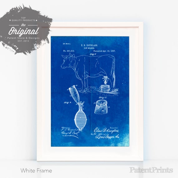 Cow Milker 1887 Patent Poster Barn Art Farmhouse Wall Decor Etsy