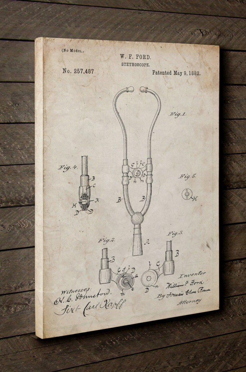 Stethoscope Patent Canvas Art Doctor Office Decor Nurse Etsy