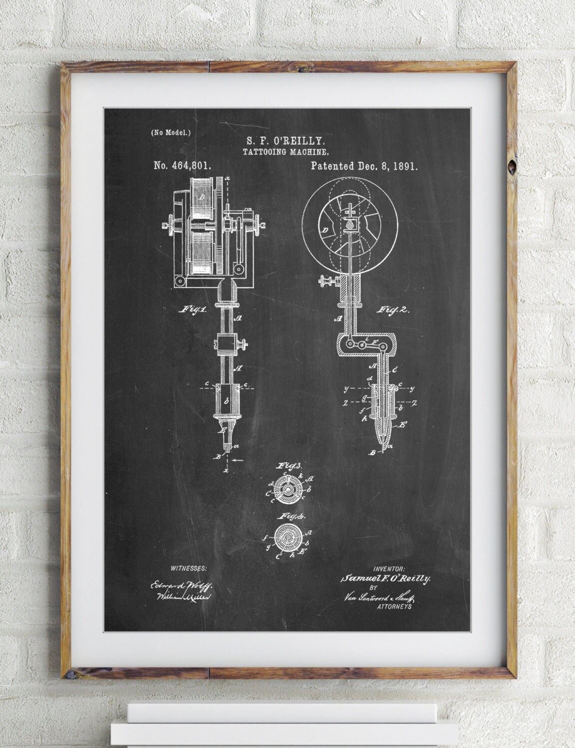 First Tattoo Machine Patent Poster Tattoo Wall Art Vintage Etsy
