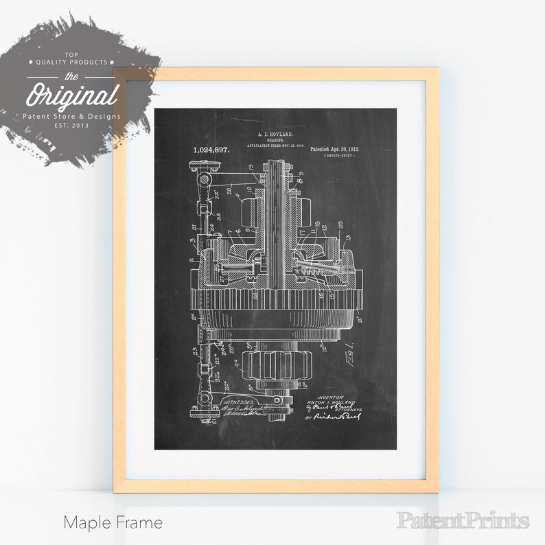 Mechanical Gearing Patent Poster Automotive Wall Art Etsy