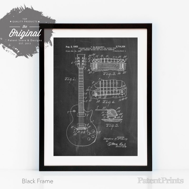 Gibson Les Paul Guitar Patent Poster Guitar Art Guitar image 0
