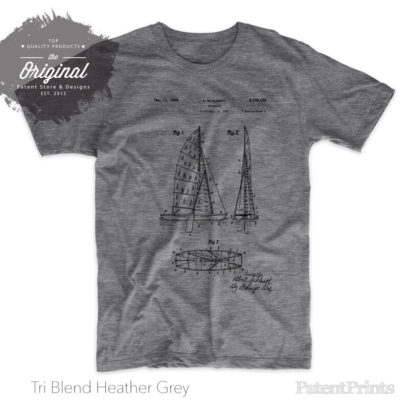 Collapsable Sailboat Patent T Shirt Sailing Shirts Sailboat Etsy