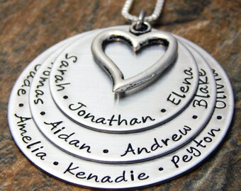 Personalized Gift for Grandma, Grandmother's Necklace, Family Name Necklace, Hand Stamped, Mother's Gift for Her, Birthday Gift for Mom