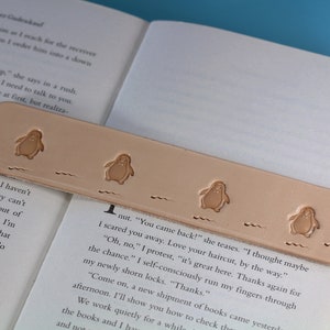 Penguin Bookmark, Leather Bookmark, Boyfriend Gift, Penguin Gift, Handmade Book Marks, Leather Anniversary Gift, Romantic Gift, Couples Gift image 5