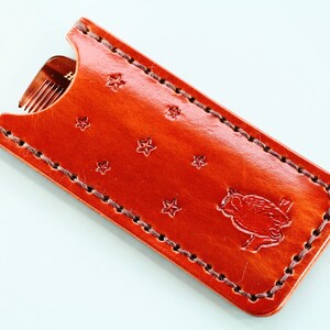 Leather Comb Case Owl Comb Case, Owl Lover Gift Owl Gifts For Him And Her, Pocket Comb Case, Handmade Leather Gift Bird Lovers Comb Cover image 2