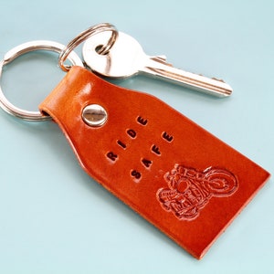 Leather Keychain Ride Safe Keychain Motorcycle Keychain, Ride Safe Keyring Leather Keyring, Motorbike Keyring Motorcycle Keyring Key Fob