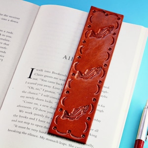 Salmon Bookmark Leather Bookmark, Fishing Bookmark Gift For Dad Fisherman, Leather Anniversary 3rd Anniversary Gift, Handmade Fish Bookmark