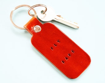 Leather Keychain Fly Safe Keyring Gifts For Him And Her Key Fob