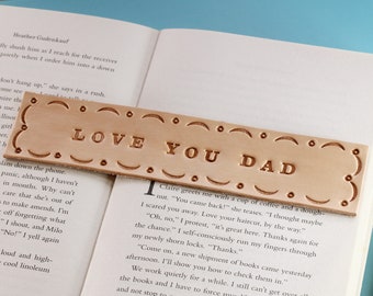 Love You Dad Leather Bookmark, Handmade Dad Bookmark Gift Unique Birthday Gift For Dad, Hand Tooled Leather Book Mark, Dad Leather Marker