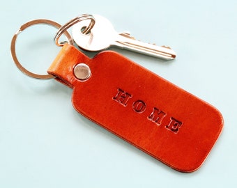 Home Keychain Leather Keychain, First Home Leather Keyring, New Home Buyers Gift, Shed Garage House Key Chain Moving In Gift For Boyfriend