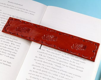 Truck Bookmark, Hand Tooled Leather Bookmark Him, Leather Gift For Dad, 9th 3rd Anniversary Gift For Husband, Lorry Bookmark Boyfriend Gift