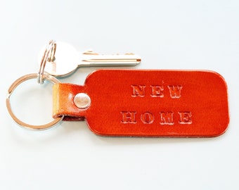 New Home Keychain, Leather Keychain, New Home Keyring, Home Buyer Gift New Home Key Fob, Leather Key Chain First Home Gift, House Buyer Gift
