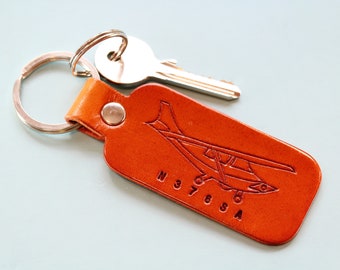 Personalised Hand Carved Leather Keychain, Custom Plane Tail Number Cessna Keyring, Cessna Customized Plane Number Pilots Gift Key Fob