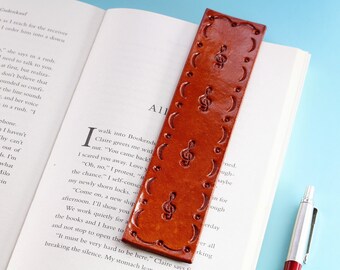 Leather Bookmark Music Gifts For Him Treble Clef Music Note Bookmark