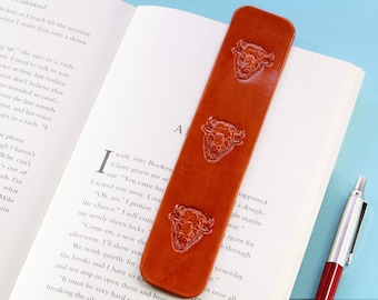 Buffalo Bookmark, Handmade Leather Bookmark, Buffalo Head Bookmark, Birthday Gift For Dad, Animal Book Mark, 3rd Leather Anniversary Gift