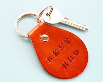 Leather Keychain Best Bro Keychain, Leather Keyring Best Bro Keyring, Leather Gift For Men, Unique Birthday Gift For Him Leather Key Fob