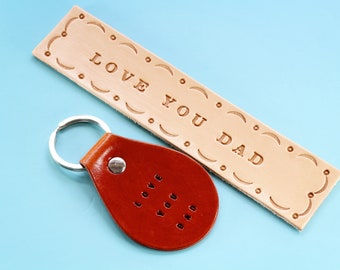 Love You Dad Leather Bookmark Gift Set, Handmade Leather Keychain, Dad Bookmark, Birthday Gift For Dad, Love You Dad Keychain, Dad Key Fob