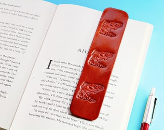 Trout Bookmark, Leather Bookmark Gift For Him, Fishing Gift For Dad, 3rd Leather Anniversary Gift for Husband Fish Book Mark For Fisherman