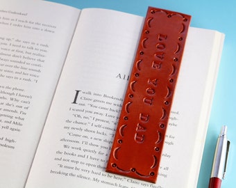 Love You Dad Leather Bookmark, Brown Hand Tooled Leather Book Mark, Unique Handmade Birthday Gift For Dad, Love You Dad Leather Marker