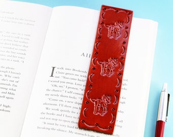 Horse Bookmark Leather Bookmark, Running Horse Book Mark Handmade Bookmark, Hand Tooled Leather Marker, Unique Horse Gift Leather Bookmarker