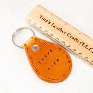 Carpe Diem Leather Keychain Carpe Diem Keychain, Leather Keyring, Inspirational Leather Key Fob, Leather Anniversary, Seize The Day Key Ring image 5