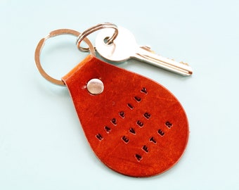Leather Keychain Happily Ever After Keyring Romantic Gifts For Boyfriend Girlfriend Husband Wife