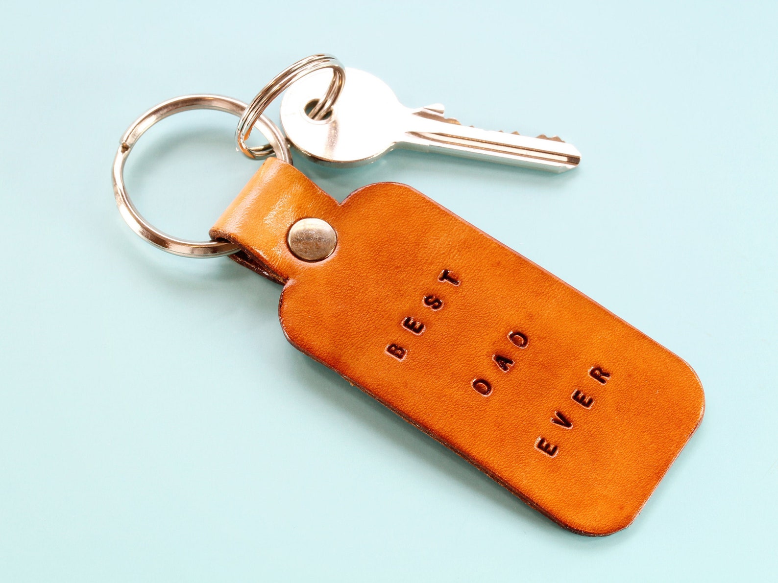 Best Dad Ever Leather Keychain Christmas Gift For Dad Etsy