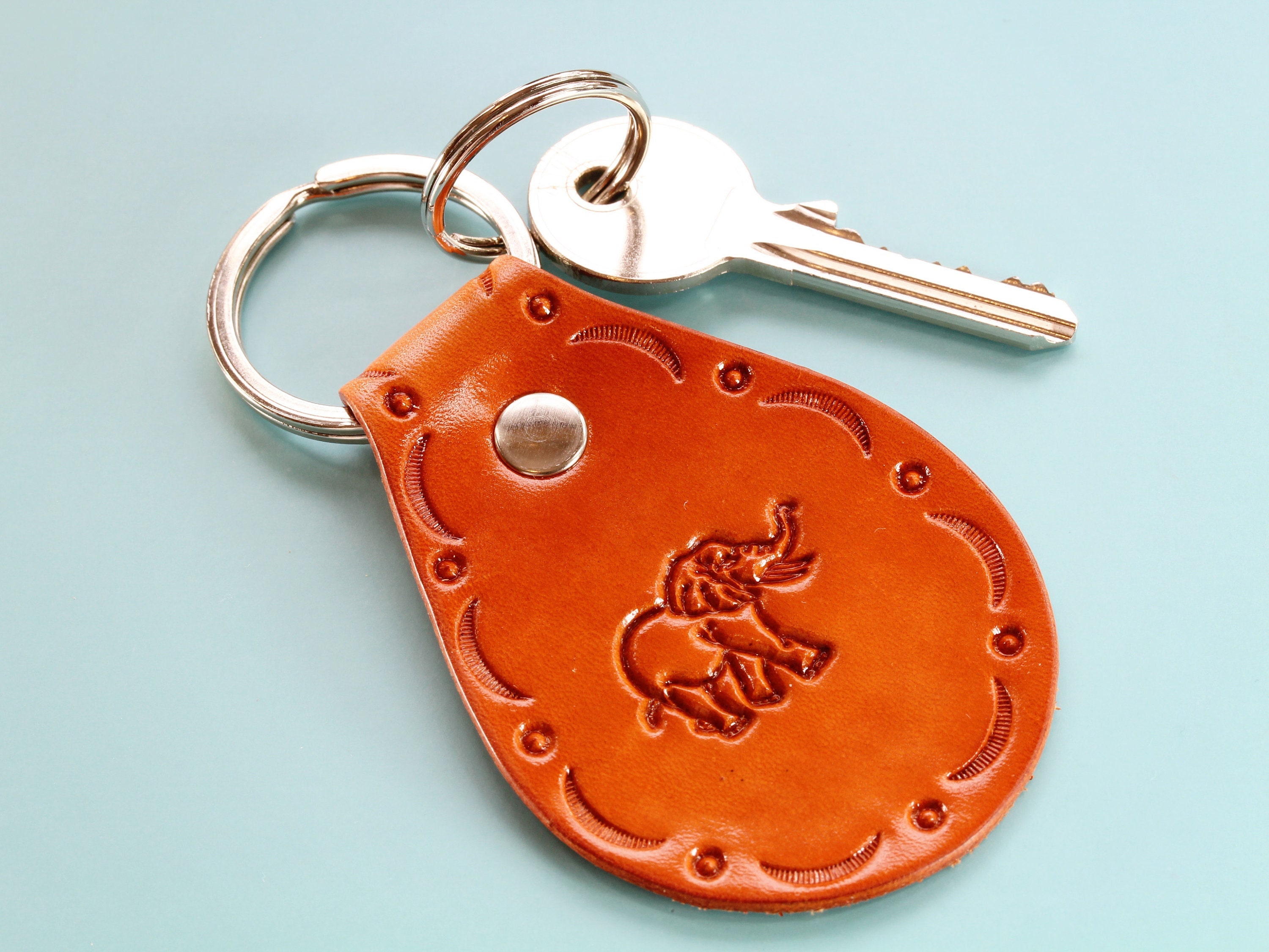Elephant Keychain, Leather Keyring, Handmade Girlfriend Gift, Leather ...