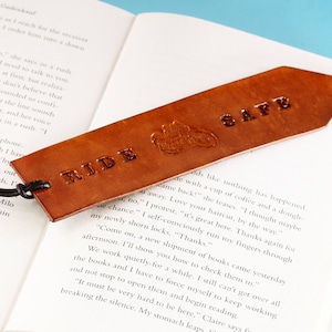 Ride Safe Bookmark Leather Bookmark, Motorcycle Bookmark Unique Leather Gift For Him And Her, Motorbike Bookmark, Leather Anniversary Gift