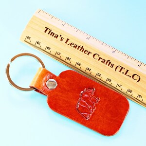 Bear Key Fob, Leather Key Fob, Papa Bear Keychain Mama Bear Lover Gift For Husband, Men's Leather Key Chain Him, Gift For Dad Bear Keyring image 2