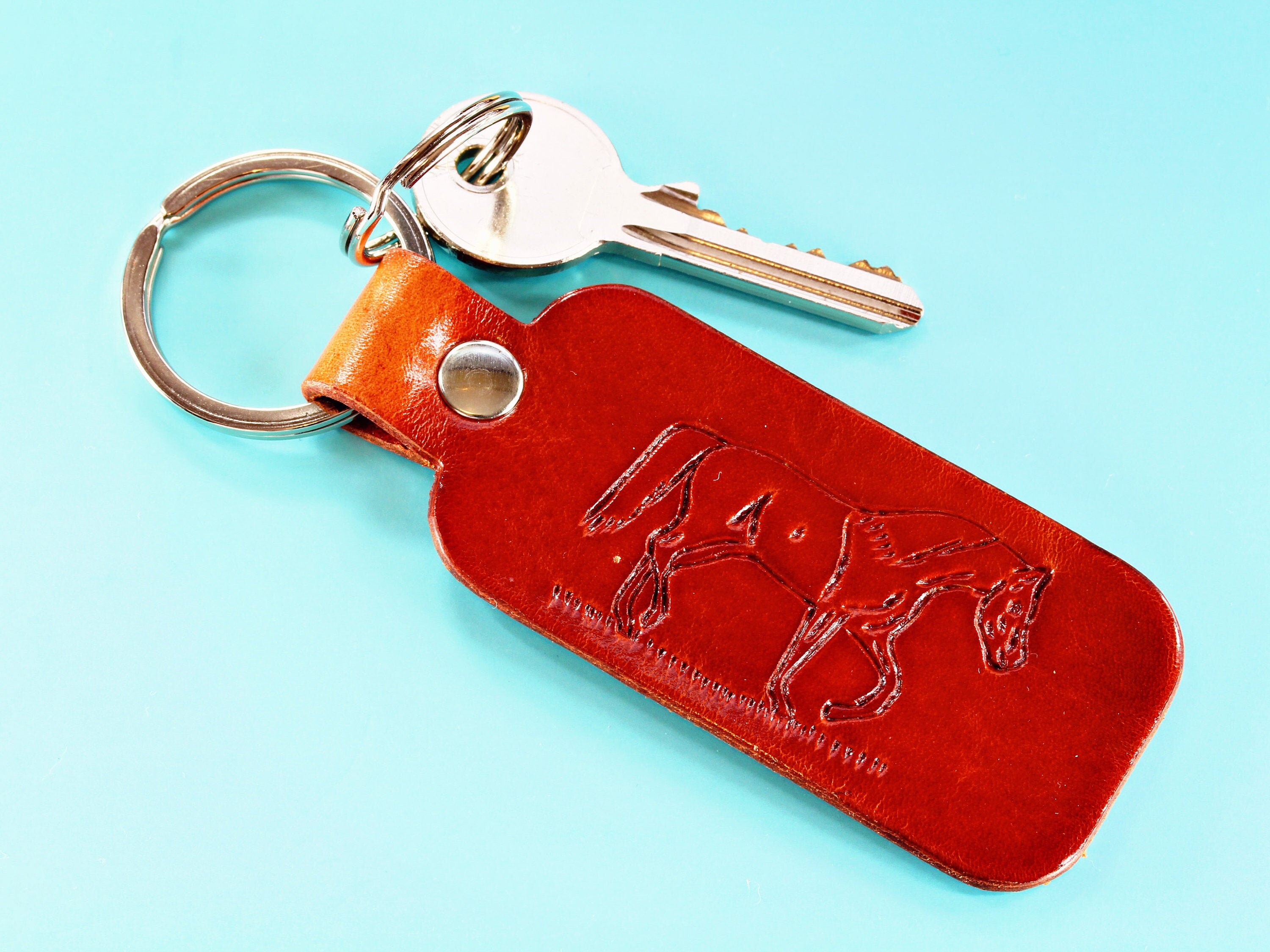 Hand Carved Leather Keychain Horse Keychain Handmade Horse Etsy