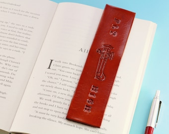 Hand Carved Leather Bookmark Plane Bookmark, Gift For Dad, Husband Gift For Pilot, Fly High Bookmark Tiger Moth Bookmark Aviation Gifts