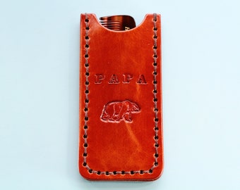 Papa Bear Leather Comb Case Papa Bear Comb Case, Fathers Day Gift For Dad, Pocket Comb Case, Handmade Gift For Him, Leather Gift For Men