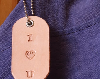 I Love You Bag Charm, Leather Purse Charm, Love You Gift Leather Keychain, I Heart You Keyring Key Fob Zipper Pull Handbag Charm For Her