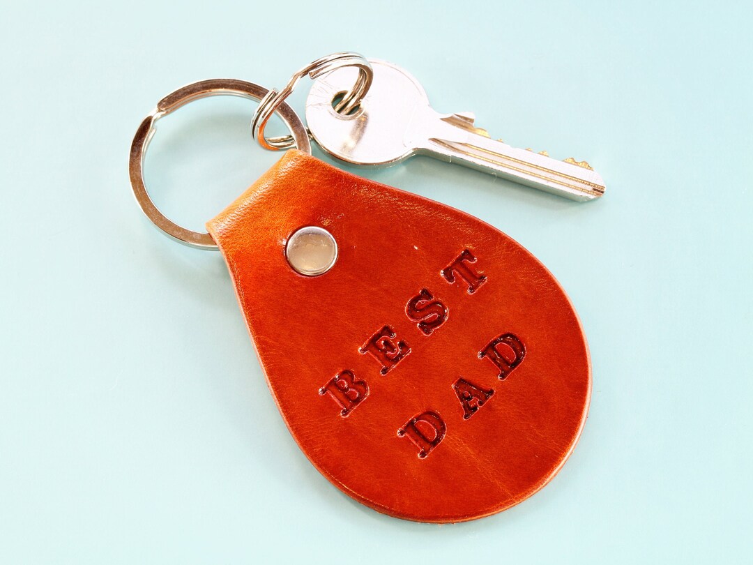 Best Dad Keychain, Leather Keychain, Handmade Birthday Gift for Dad
