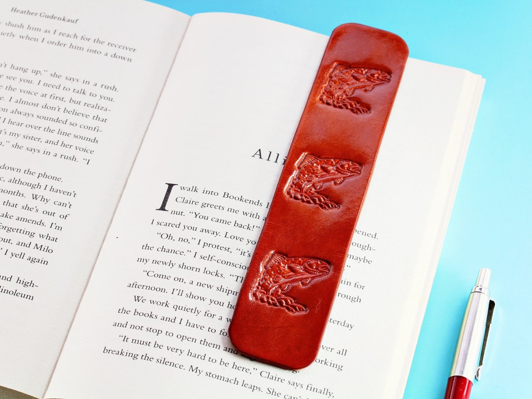 Trout Bookmark, Leather Bookmark Gift for Him, Fishing Gift for Dad ...
