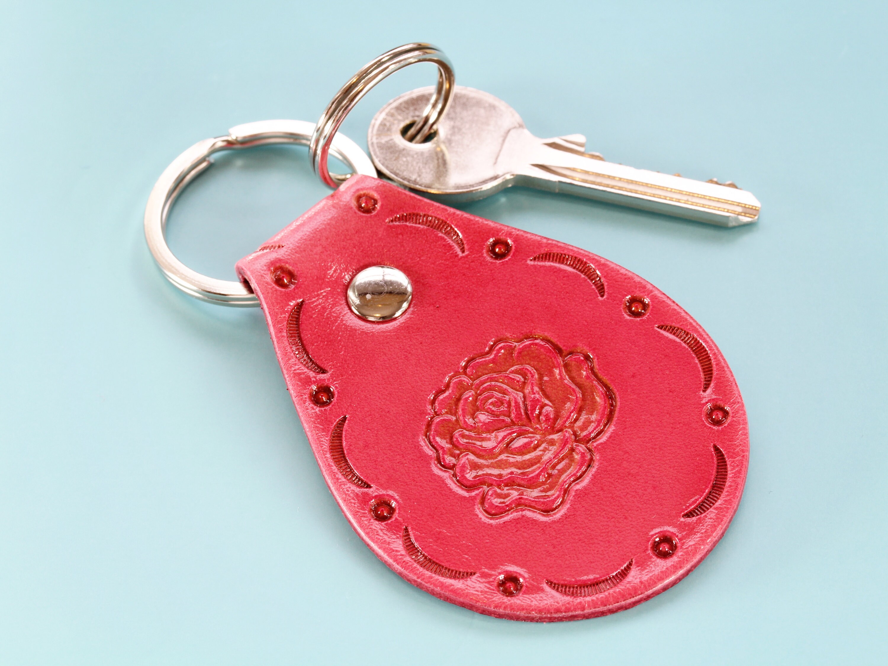 Rose Leather Keychain Rose Keychain Mothers Day Gift for Etsy UK