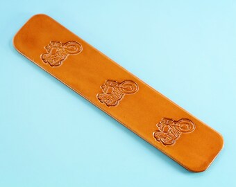 Handmade Leather Motorcycle Bookmark: Hand-Stamped Biker Gift