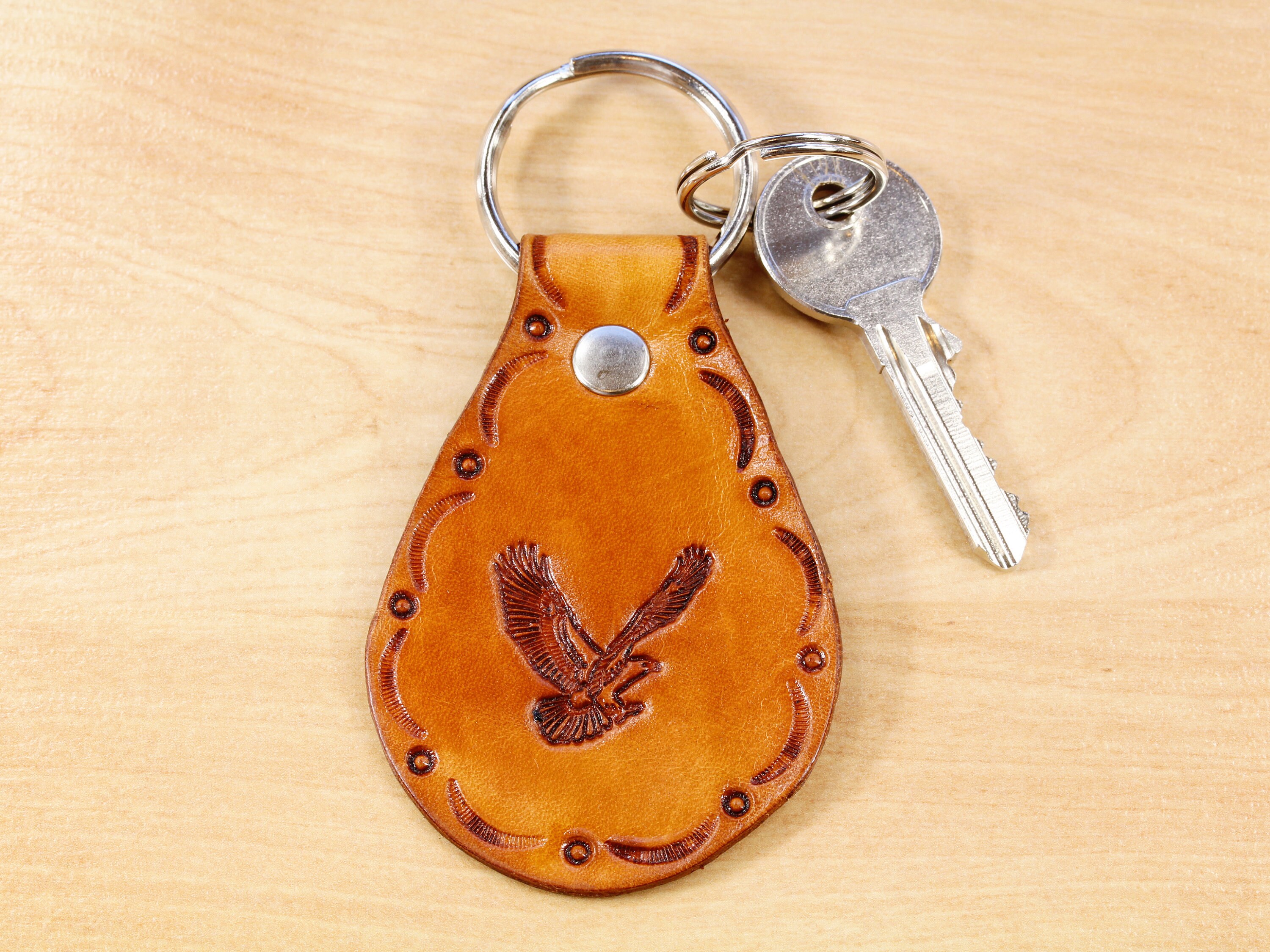 Eagle Keychain Hand Tooled Leather Keychain Handmade 3rd Etsy